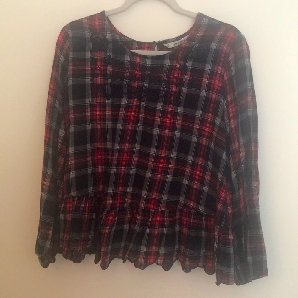 Zara Blue and red plaid top